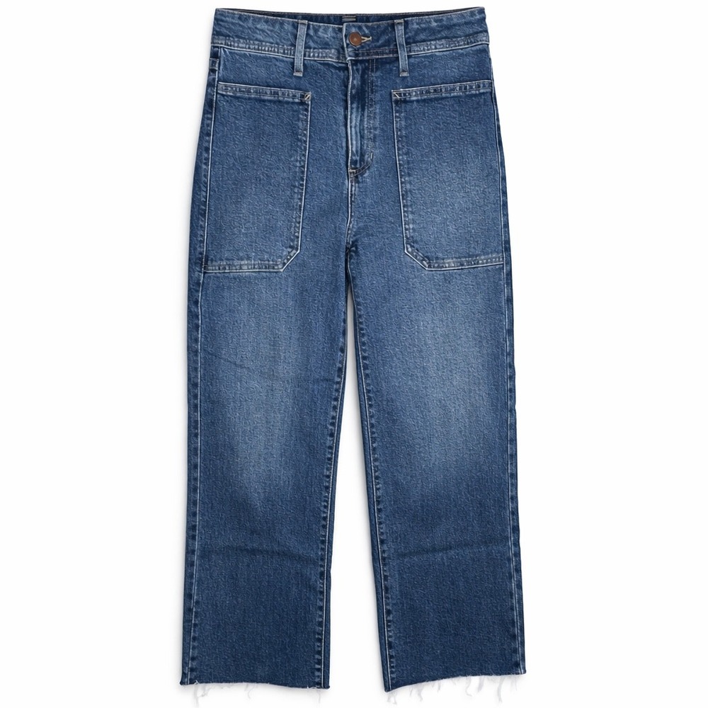 Just Black Denim Cropped Wide Leg‎ Jeans Medium Wash High Rise Size 27